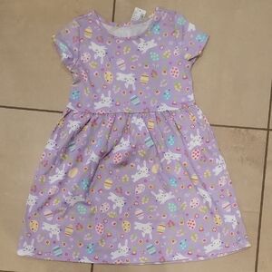 Purple Bunny Print Kids Dress